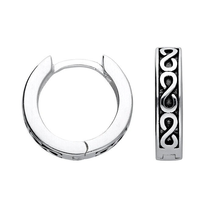 Men's Oxidised Infinity Huggie Earring Single Earring 925 Hallmark