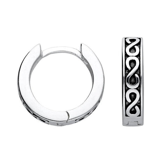 Men's Oxidised Infinity Huggie Earring Single Earring 925 Hallmark