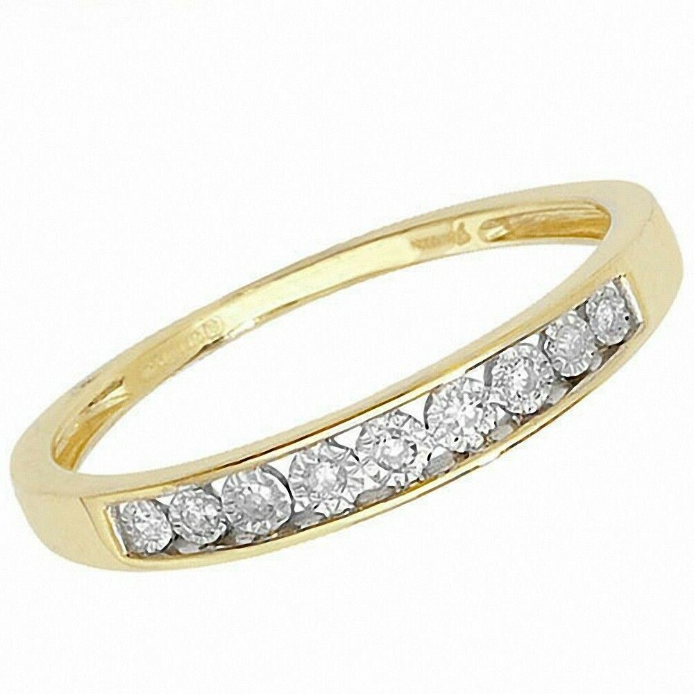 Real Diamond Eternity Ring Illusion Solid Yellow Gold Anniversary Band
