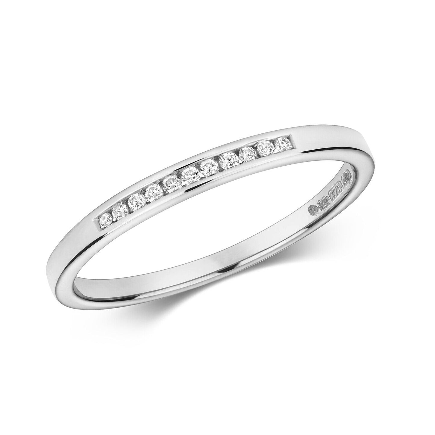 Real Diamond Eternity Ring Channel Set Solid 9ct White Gold