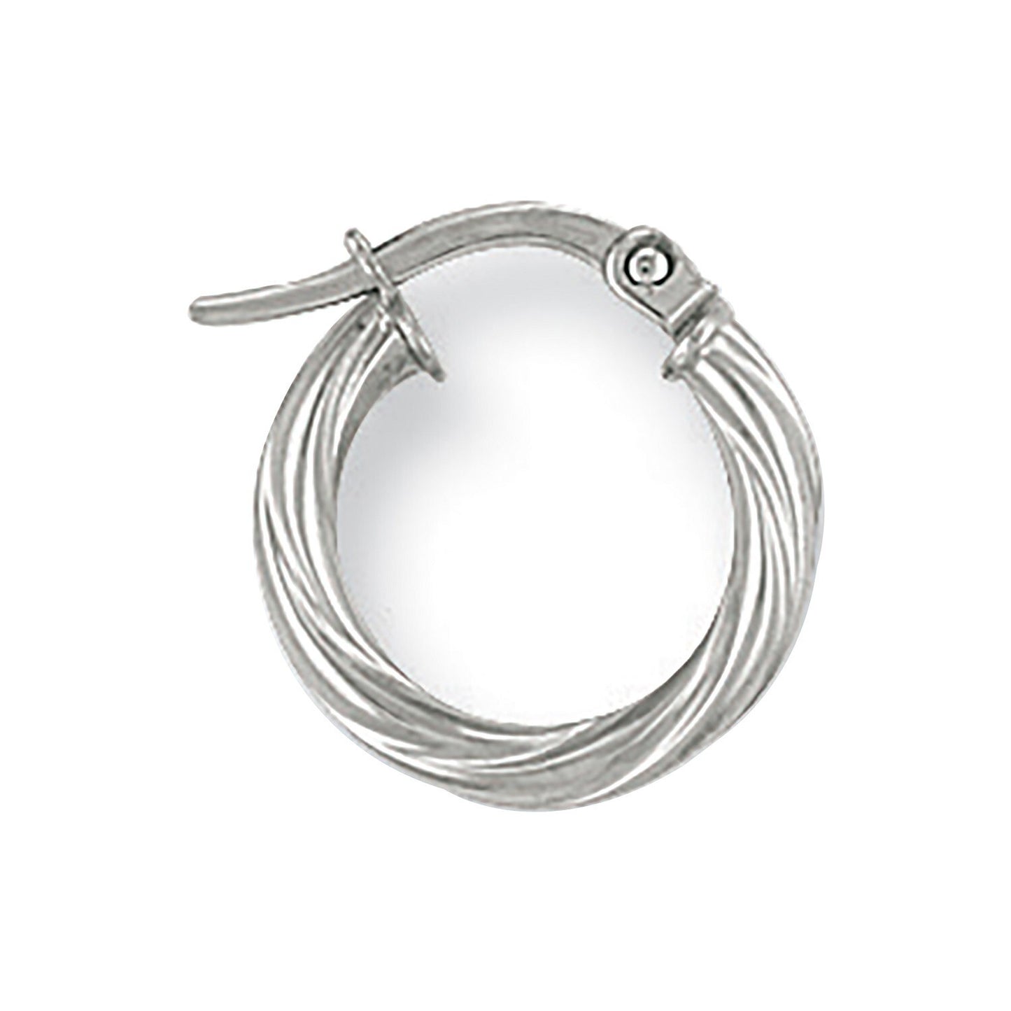 White Gold Twisted Hoop Earrings 14mm Creole Hoops Hallmarked