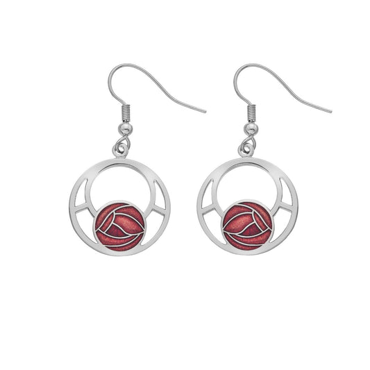Mackintosh Rose Drop Earrings Round Drops Silver Plated Branded Packaging