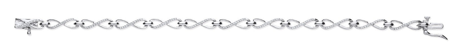 9ct White Gold 0.25ct Diamond Infinity Link Bracelet Made in London