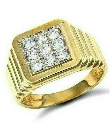 9ct yellow Gold Gents Square Signet Ring Gemstone Hallmarked