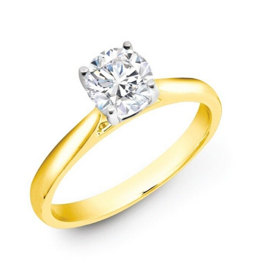 18ct Yellow Gold 0.70ctw Round Brilliant Cut Solitaire Wed Fit Lab Grown Diamond