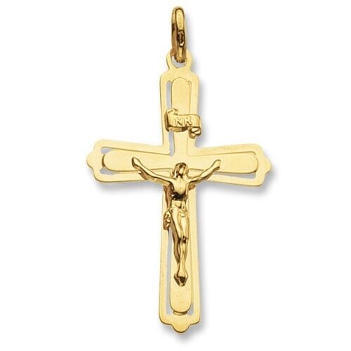 9ct Yellow Gold Crucifix Cross Pendant Large 47 x 32mm Christening Communion