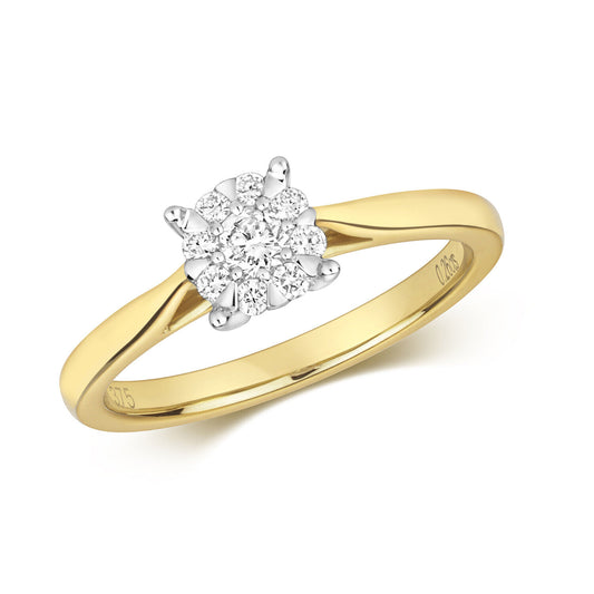 Real Diamond Engagement Ring 9ct Yellow Gold Brilliant Set Solitaire Size J-Q