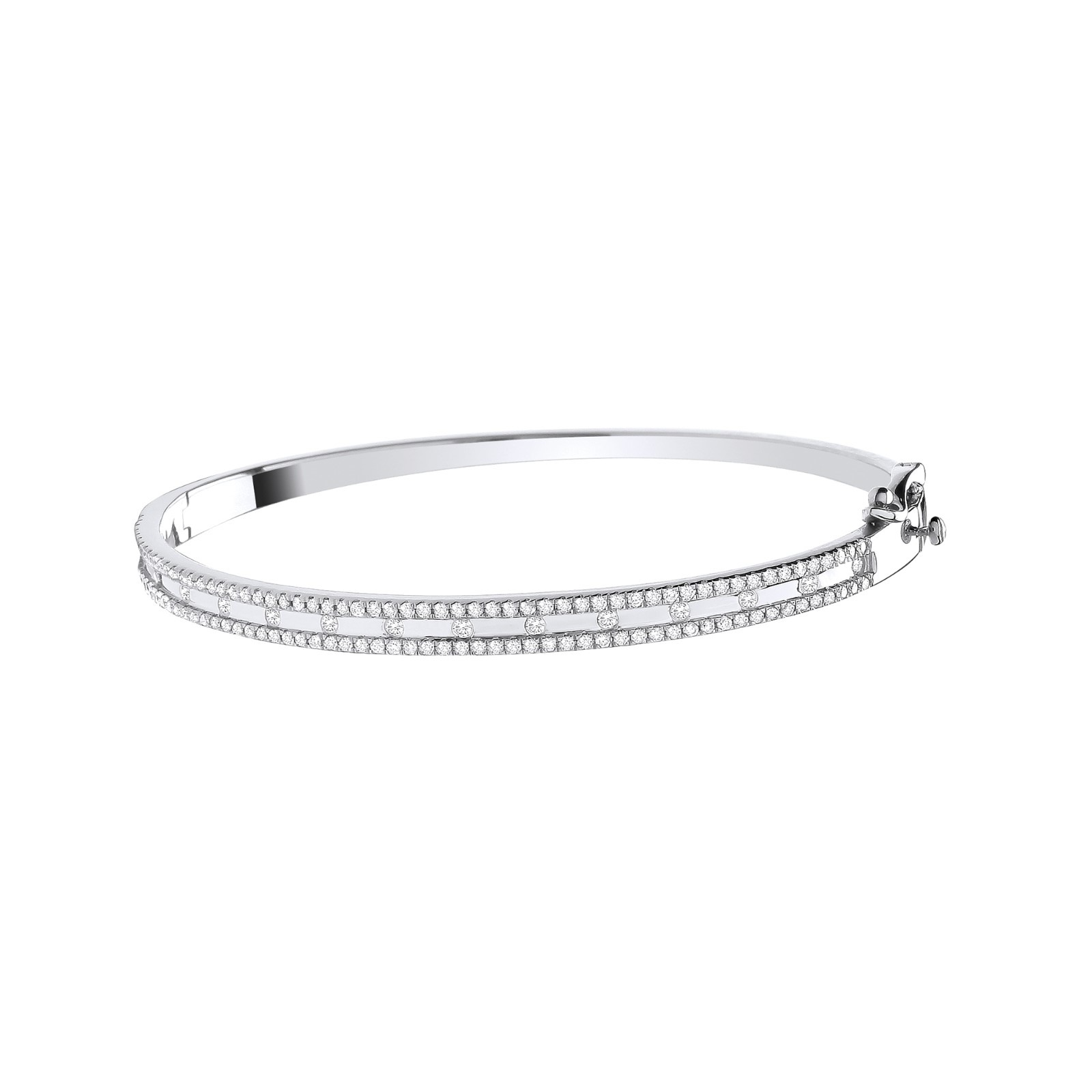 9ct White Gold 1.00ctw Diamond Bangle Made in London
