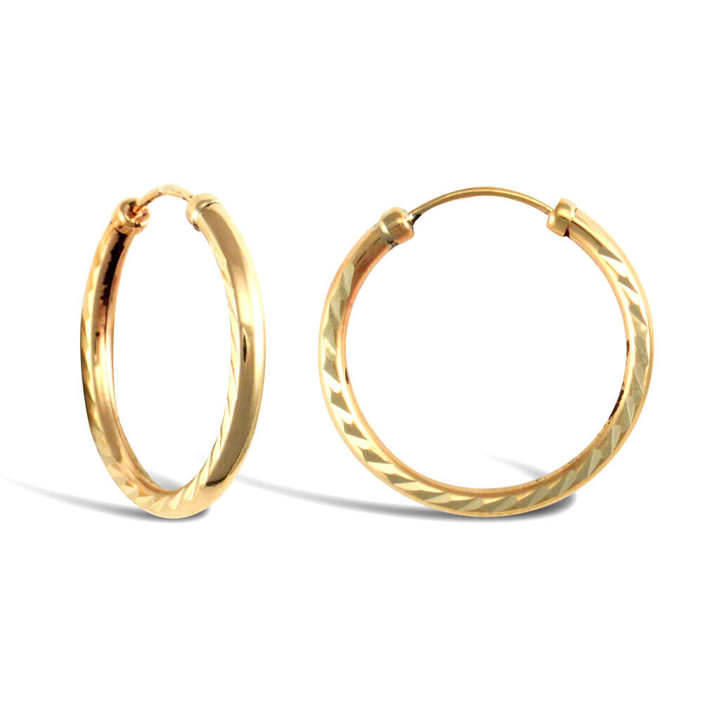 9ct Yellow Gold Hoop Style Earrings British Made Hallmarked 18mm