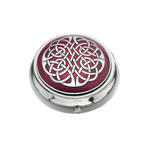 Pillbox Silver Plated Red Celtic Knot Brand New and Boxed
