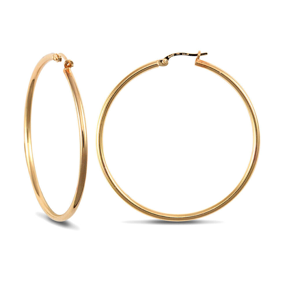 9ct Yellow Gold Polished Hoop Style Earrings British Made Hallmarked 43mm