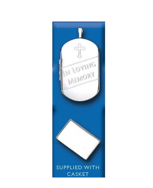 Dog Tag Memorial Locket Solid Sterling Silver 925 Hallmark 30 x 18mm With Casket