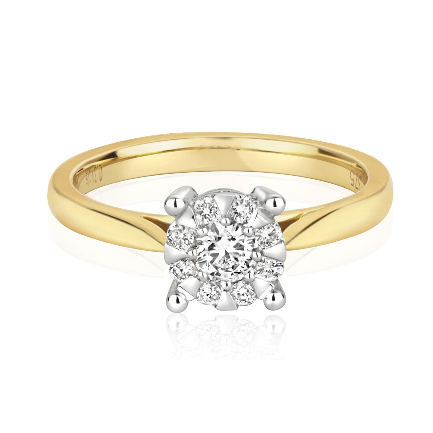 Real Diamond Engagement Ring 9ct Yellow Gold Brilliant Set Solitaire 0.30ct