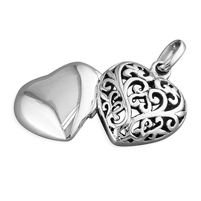 Small Filigree Heart Locket Sterling Silver Handmade