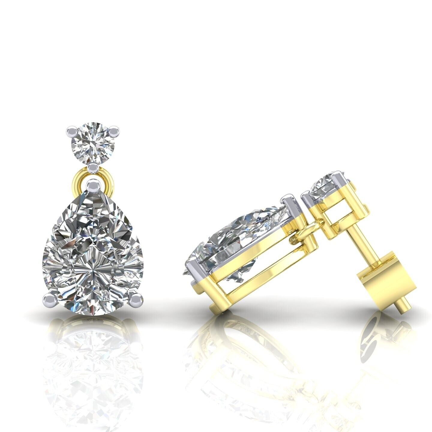 Zircon Pear Drop Earrings Solid 9ct Yellow Gold Fully Hallmarked
