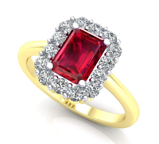 9ct Yellow Gold Ruby Cluster Ring Engagement Hallmarked Sizes L - R