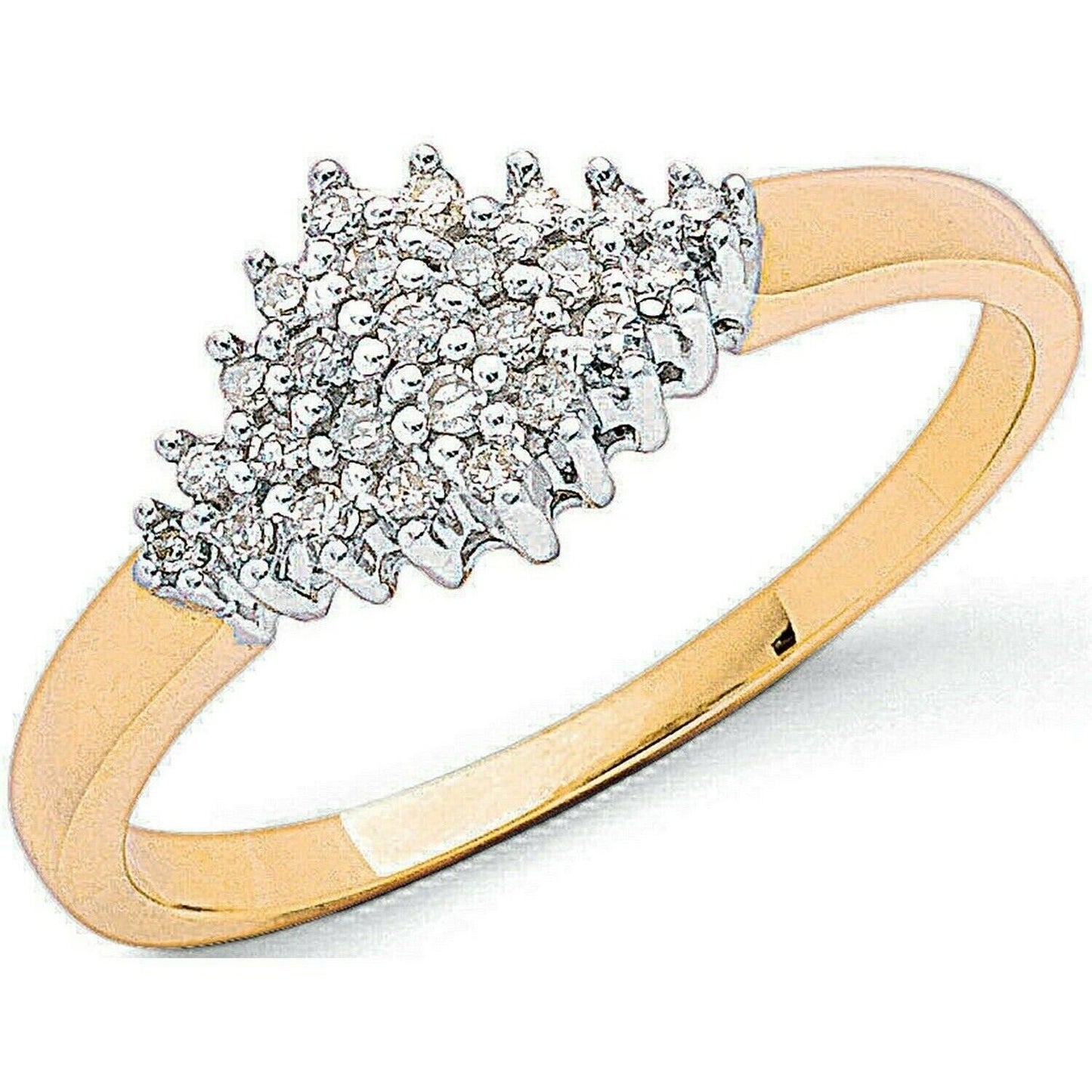 Real Diamond Cluster Ring 0.16ctw Diamonds Solid Yellow Gold Engagement
