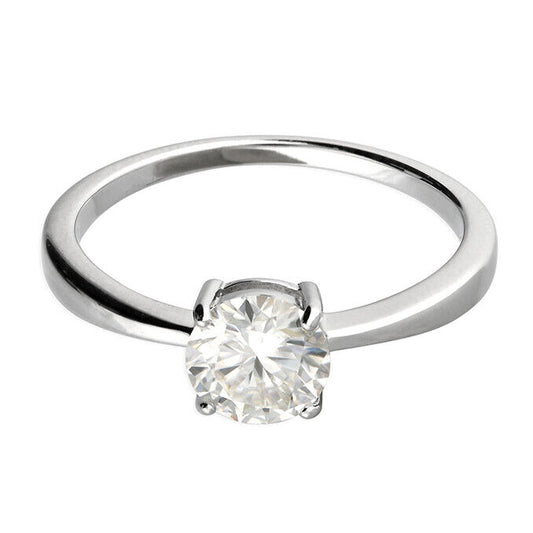 1.00 Carat Solitaire Engagement Ring Sterling Silver 925 Hallmark