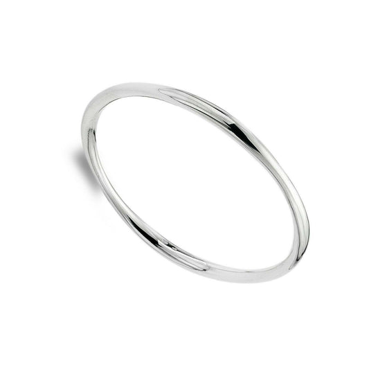 Silver Organic Circle Bangle Solid Sterling Silver Hallmarked Luxury Box