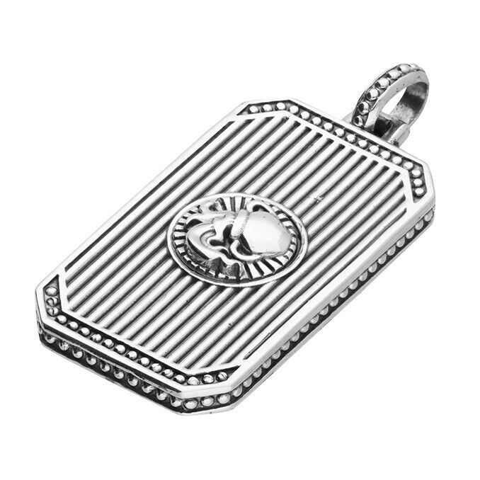 Men's Aquarius Zodiac Dog Tag Pendant Necklace Gents Sterling Silver Pendant