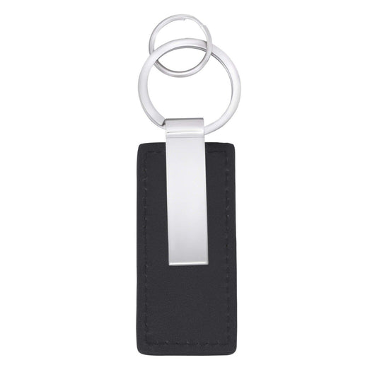 Fred Bennett Black Leather Key Chain with Engravable Tag Keyring Y2625