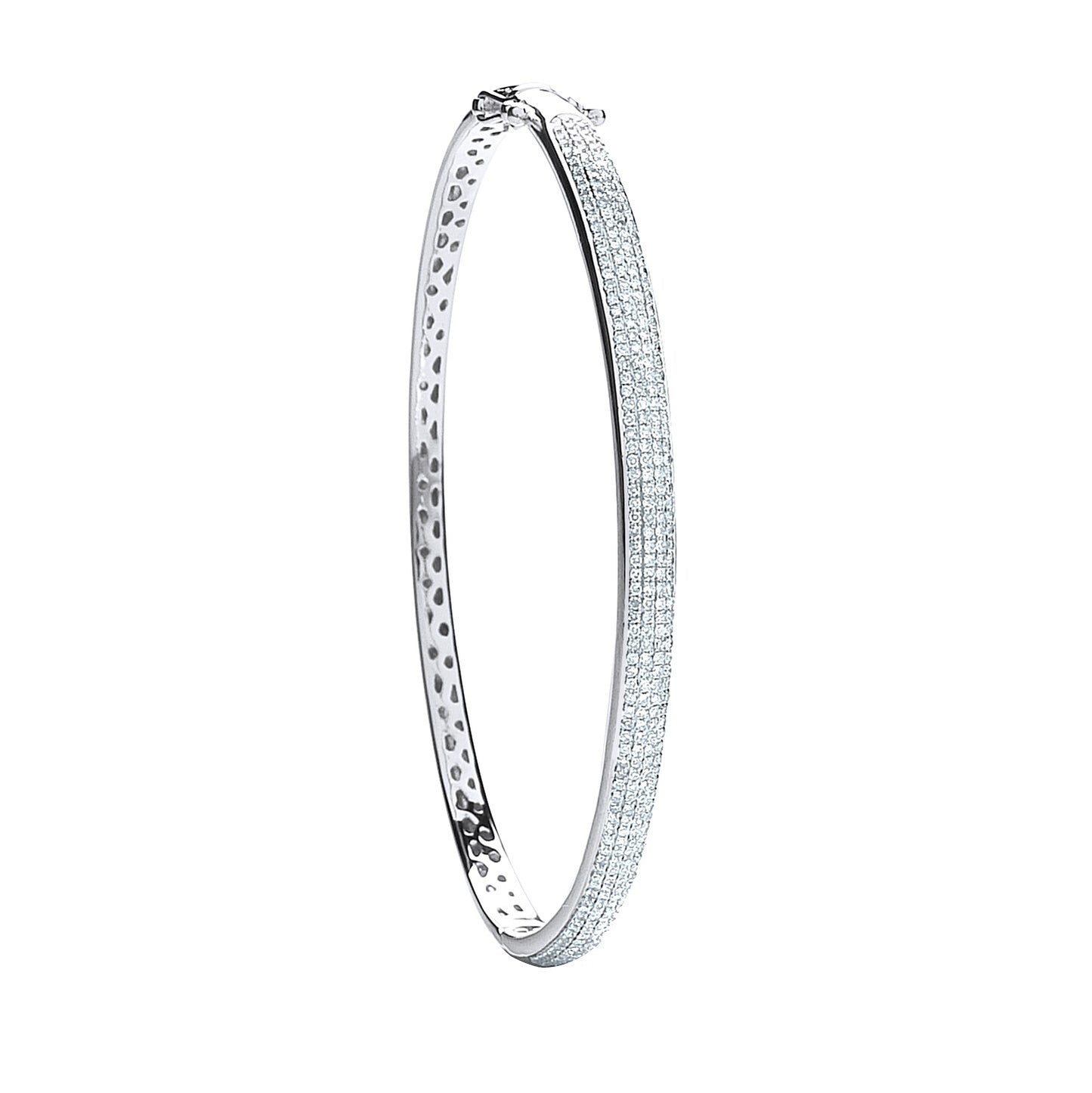 9ct White Gold 0.86ctw Pave Set Diamond Bangle Made in London
