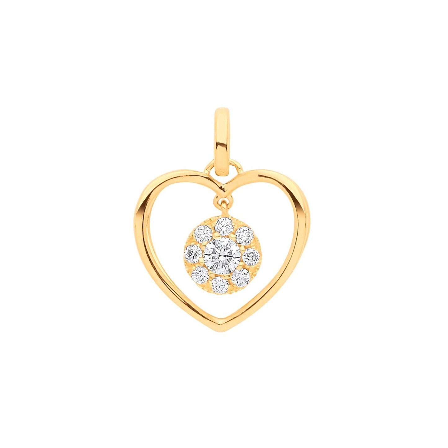 9ct Yellow Gold 0.30ct Heart Shape Drop Pendant