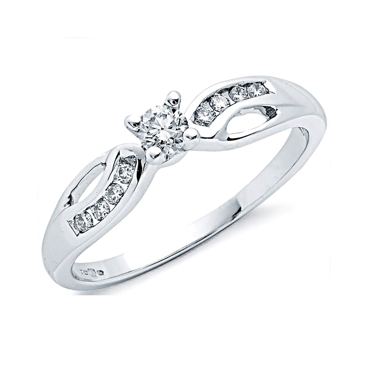 9ct White Gold 0.26ct Diamond Solitaire Engagement Ring Size J - Q