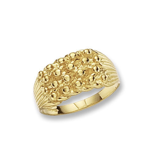 Gents 4 Row Keeper Ring Solid 9ct Yellow Gold Hallmarked