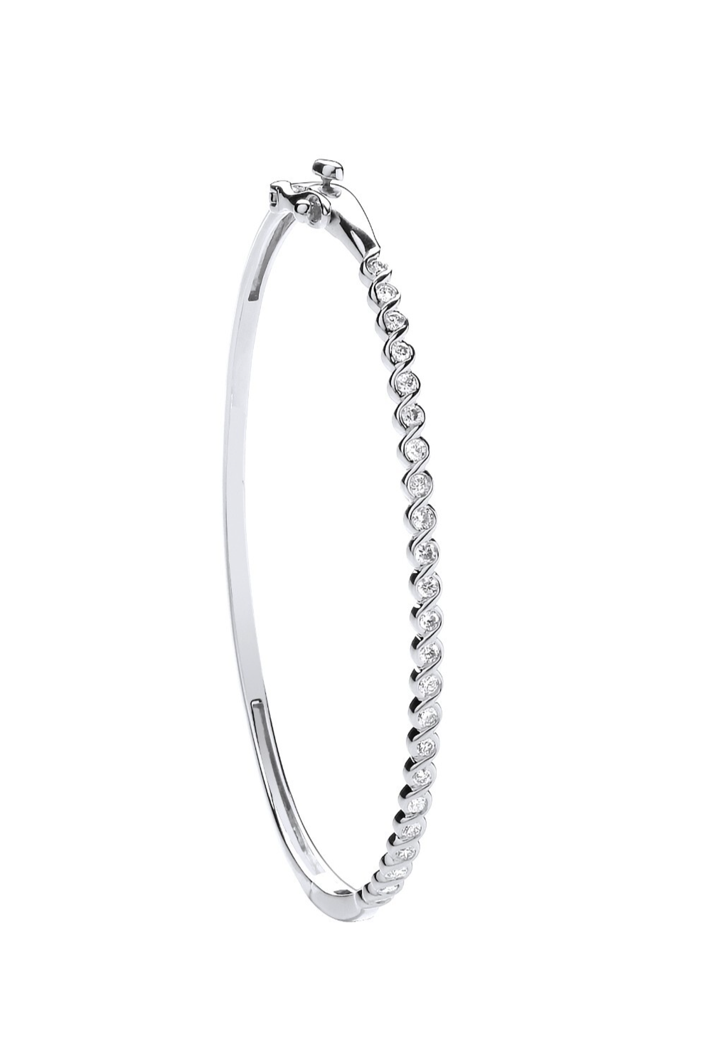 9ct White Gold 0.50ctw Ladies Diamond Bangle Made in London