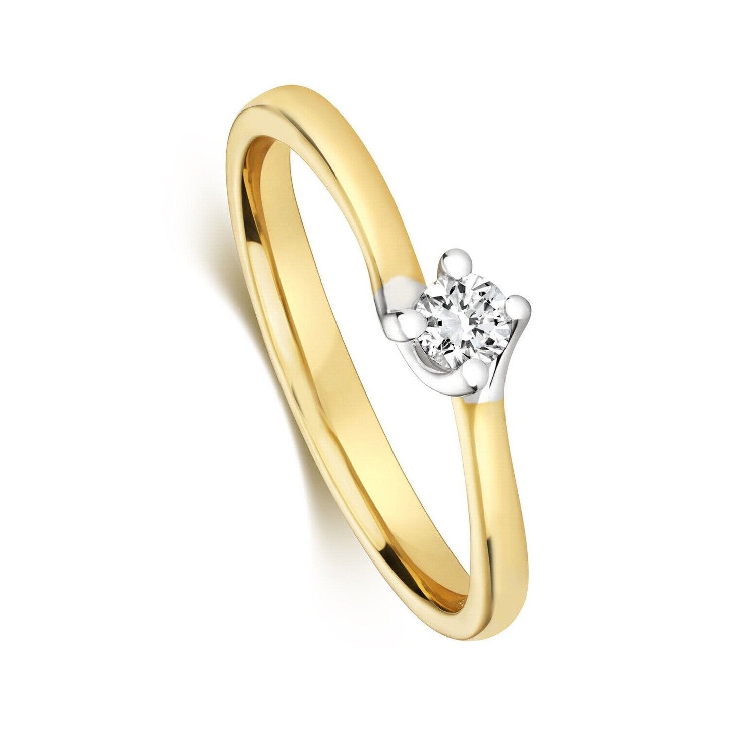 9ct Yellow Gold Real Diamond Twist Solitaire Ring Engagement Size J - Q