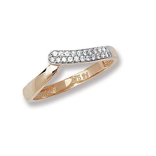 9ct Yellow Gold Wishbone Ring Gem Set Band Eternity Anniversary Fully Hallmarked