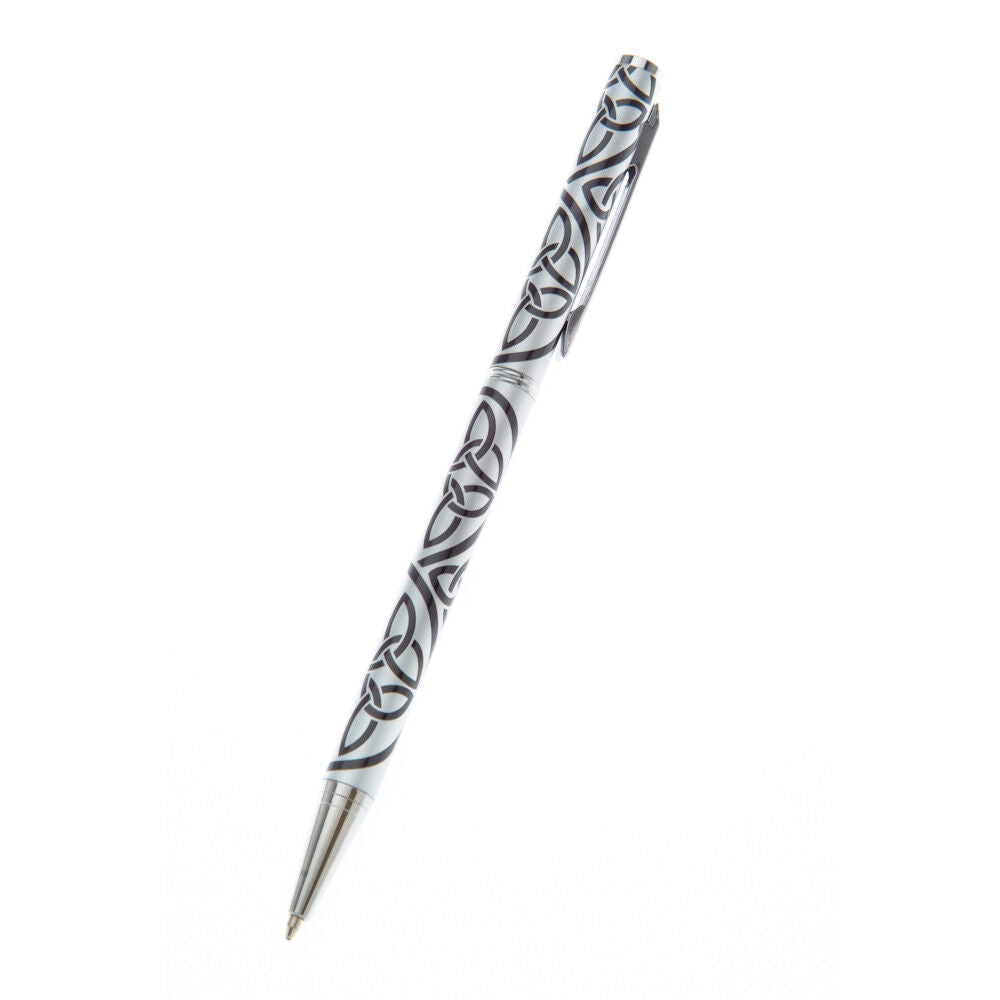 Ballpoint Pen Silver Plated Celtic Trinity Designer Black Ink Brand New Boxed