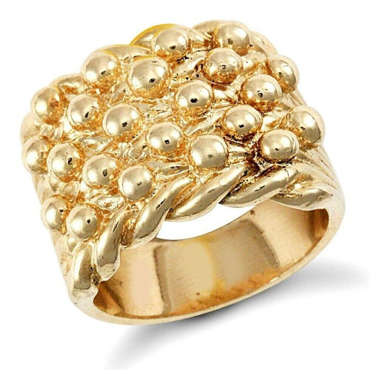 Yellow Gold Keeper Ring Gents 5 Row Solid Heavy 9 Carat Hallmarked British made