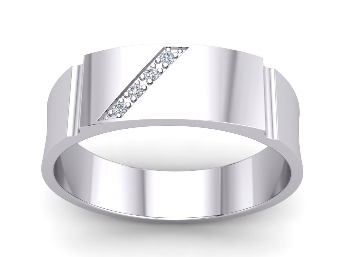 Gents Signet Ring ID Bar Gemstone Platinum Plated Solid Sterling Silver 925