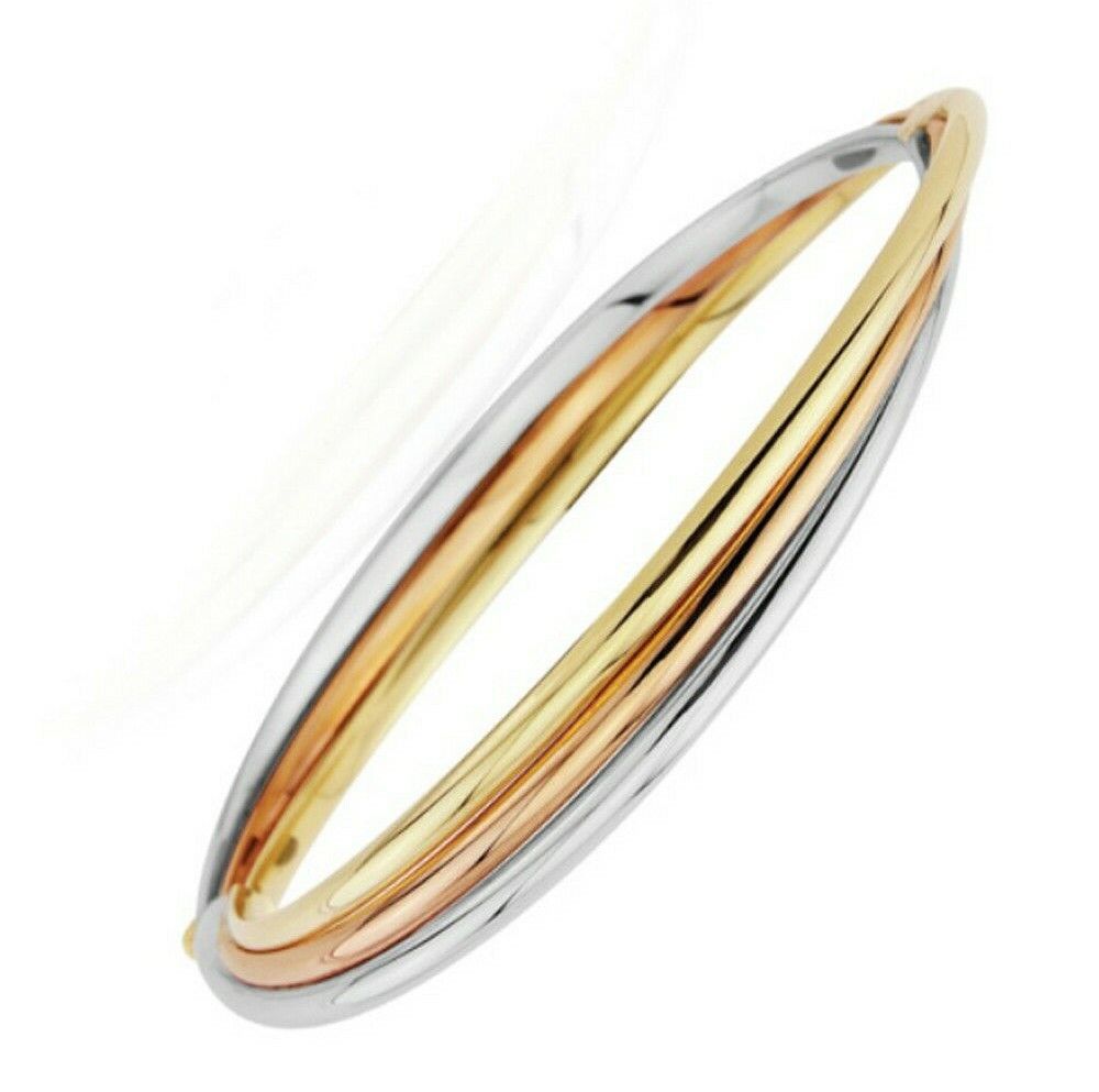 Gold Russian Bangle Yellow, Rose and White Gold Bracelet Hallmarked