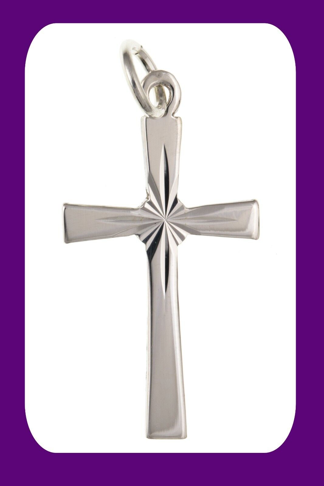 Sterling Silver Sunray Diamond Cut Cross Pendant 925 hallmark 23 x 14mm
