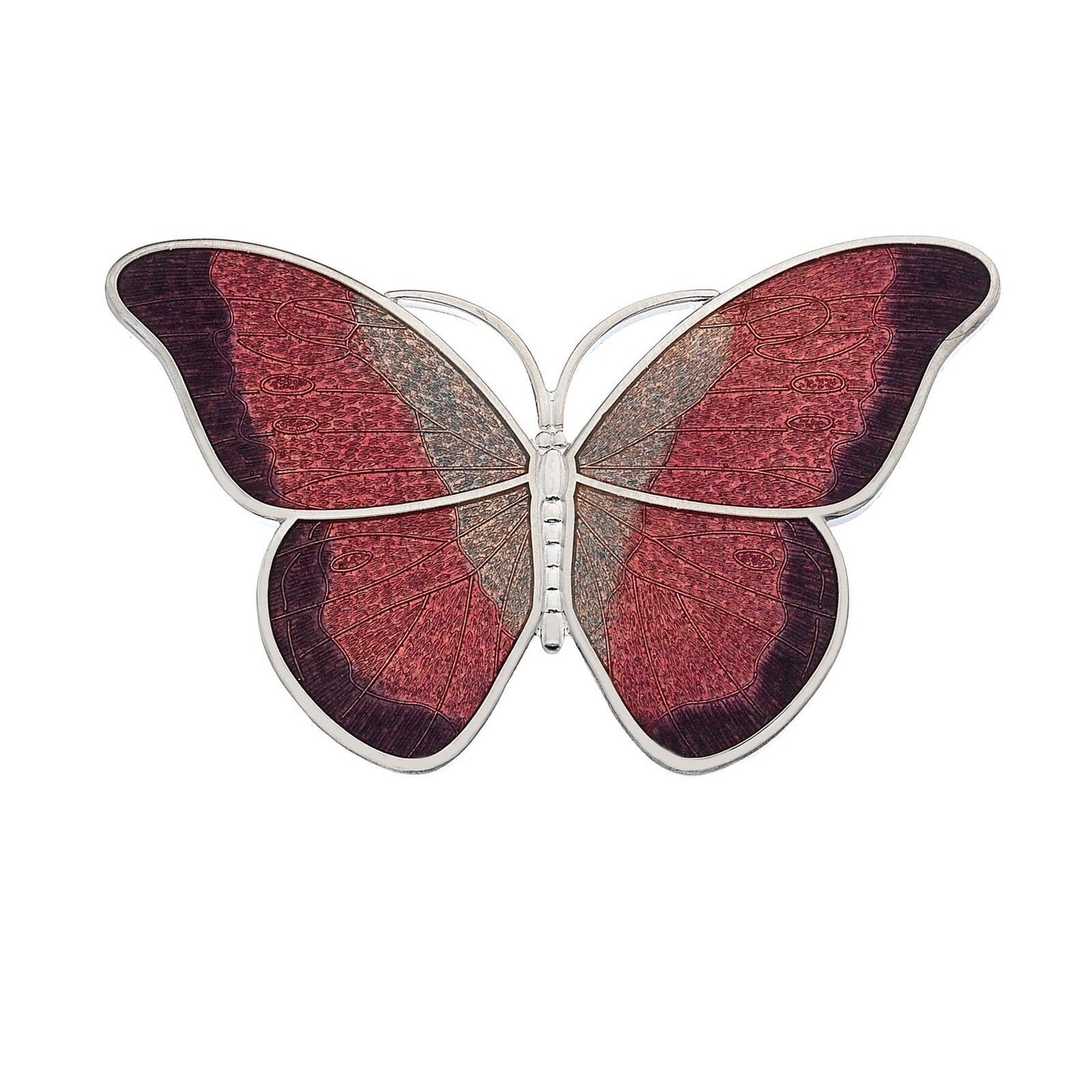Large Red Butterfly Brooch Silver Plated Brand New Gift Packaging