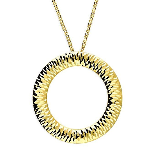 Open Circle Necklace 18ct Yellow Gold on Sterling Silver Adjustable Chain