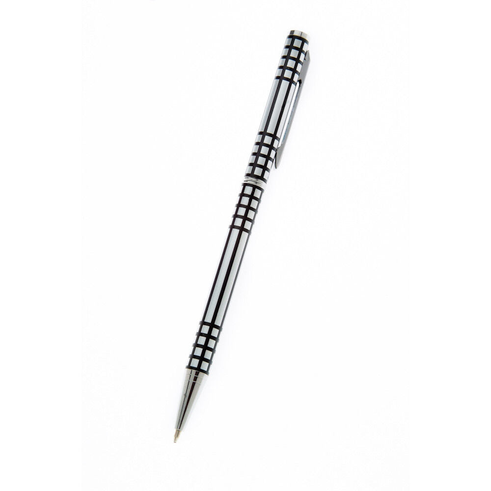Mackintosh Ballpoint Pen Silver Plated Lattice Design Black Ink Brand New Boxed
