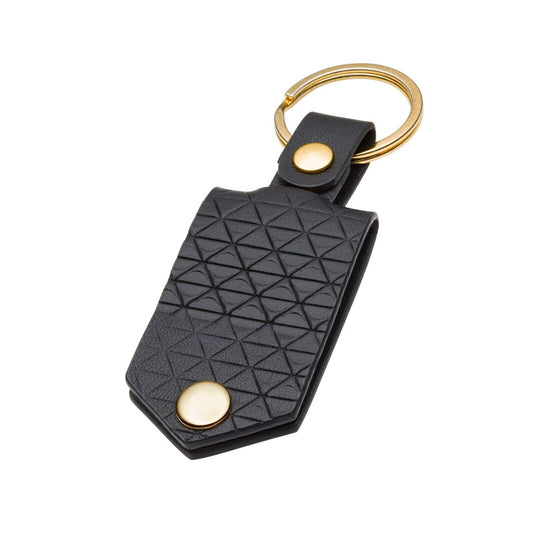 Fred Bennett Patterned Leather Key Chain with Engravable Tag Keyring Y2685