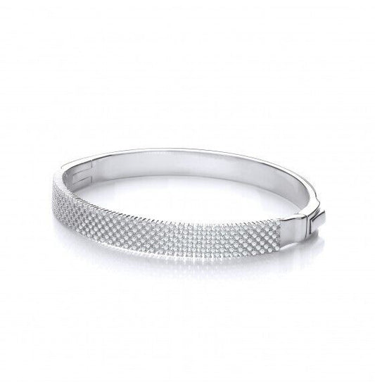 Micro Pave Multi Row Sterling Silver Bangle Luxurious Packaging Hallmark