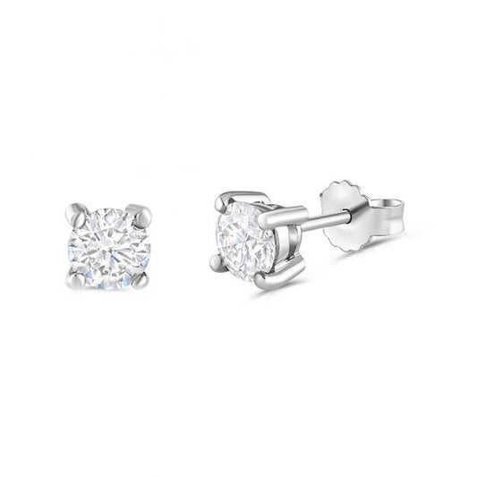 18ct White Gold 0.70ct Claw Set Diamond Stud Earrings Made in London Hallmarked