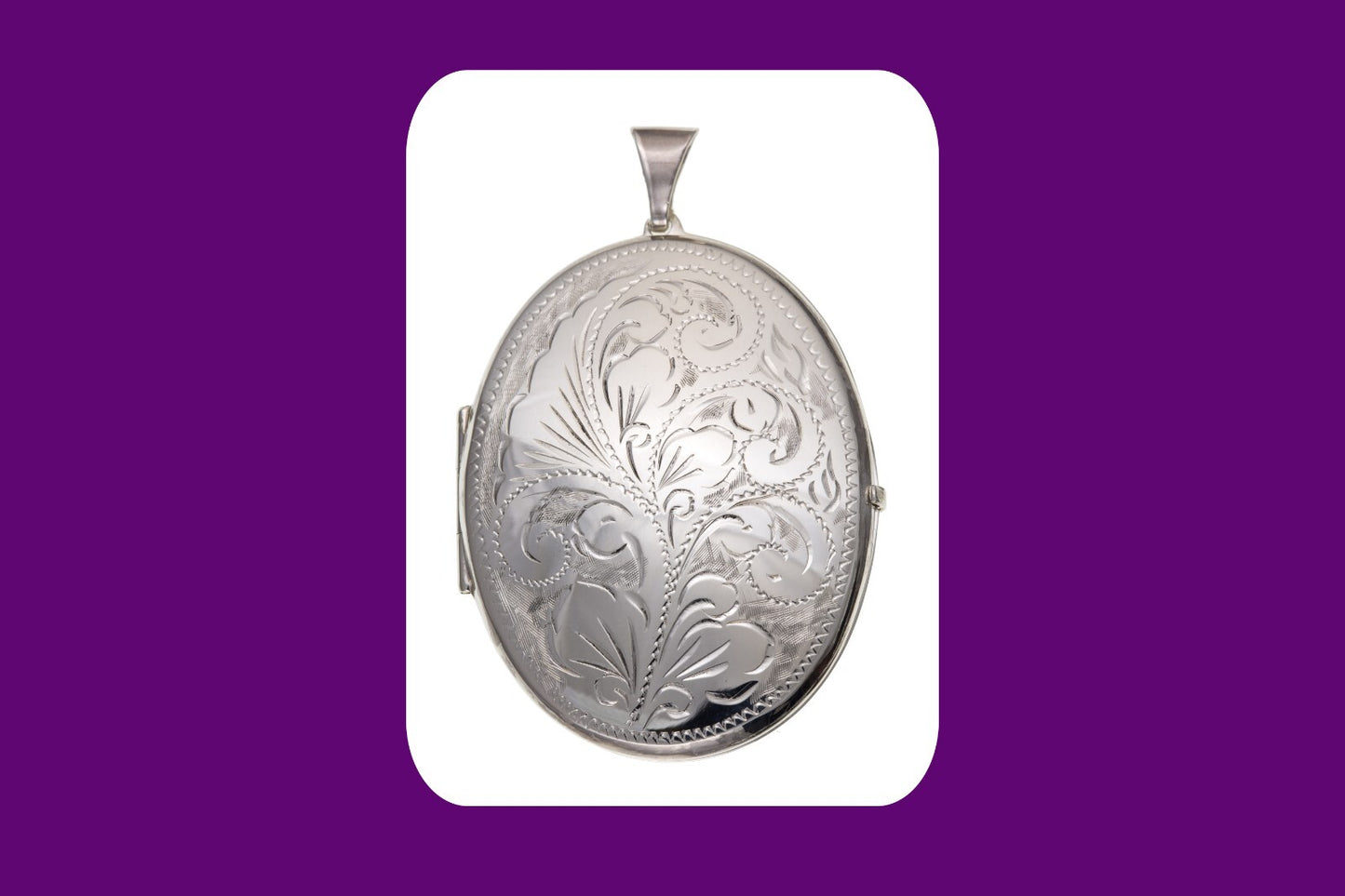 Large Engraved Oval Locket Solid Sterling Silver 925 Hallmarked 45 x 32mm