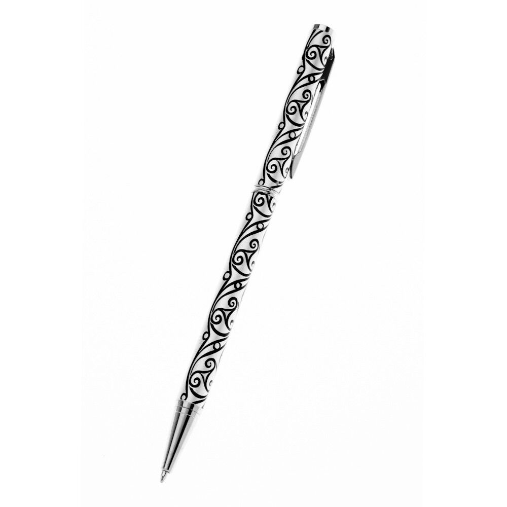 Ballpoint Pen Silver Plated Triskele La Tene Black Ink Brand New Boxed