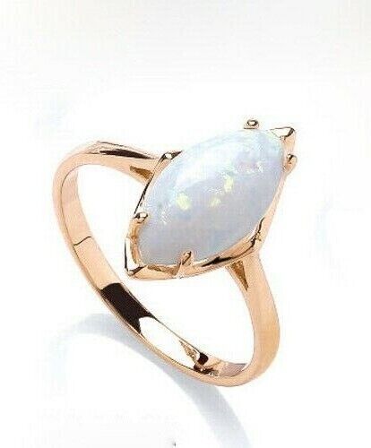 9ct Yellow Gold Opal Marquise Ring Solitaire Cocktail Statement Fully Hallmarked