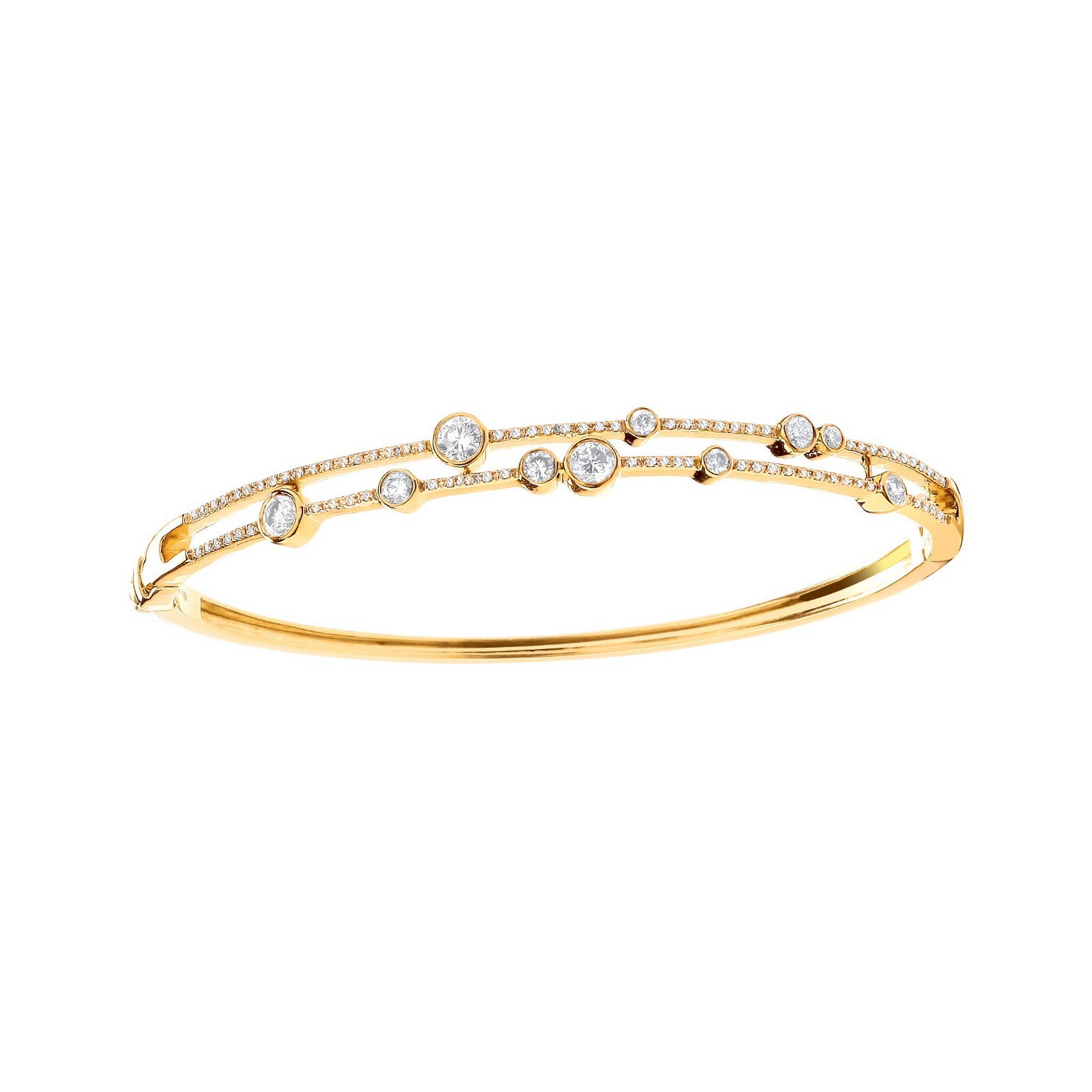 18ct Yellow Gold 1.00ctw Diamond Bubble Bangle Made in London