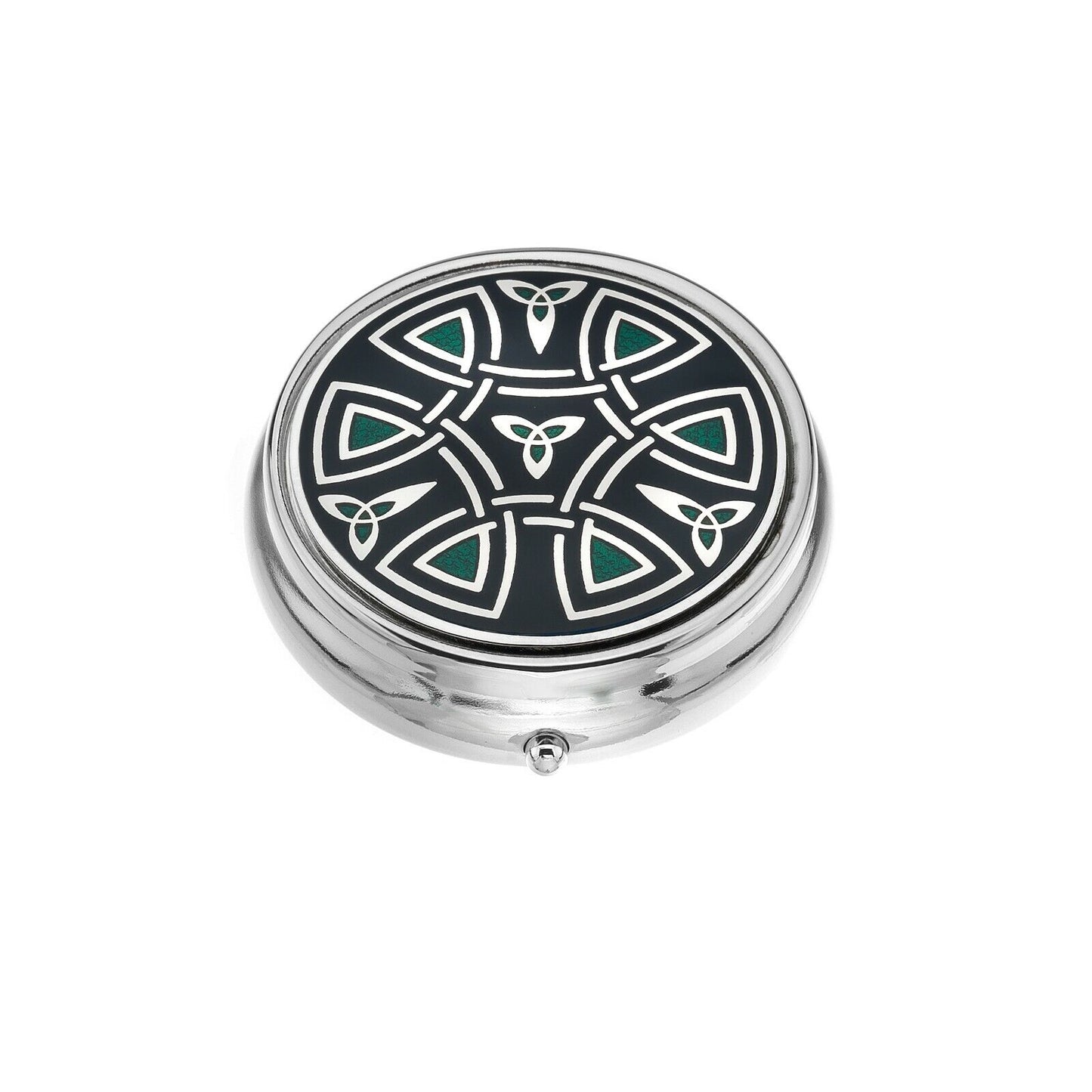 Luxury Celtic Pill Box Black Silver Plated Brand New & Boxed