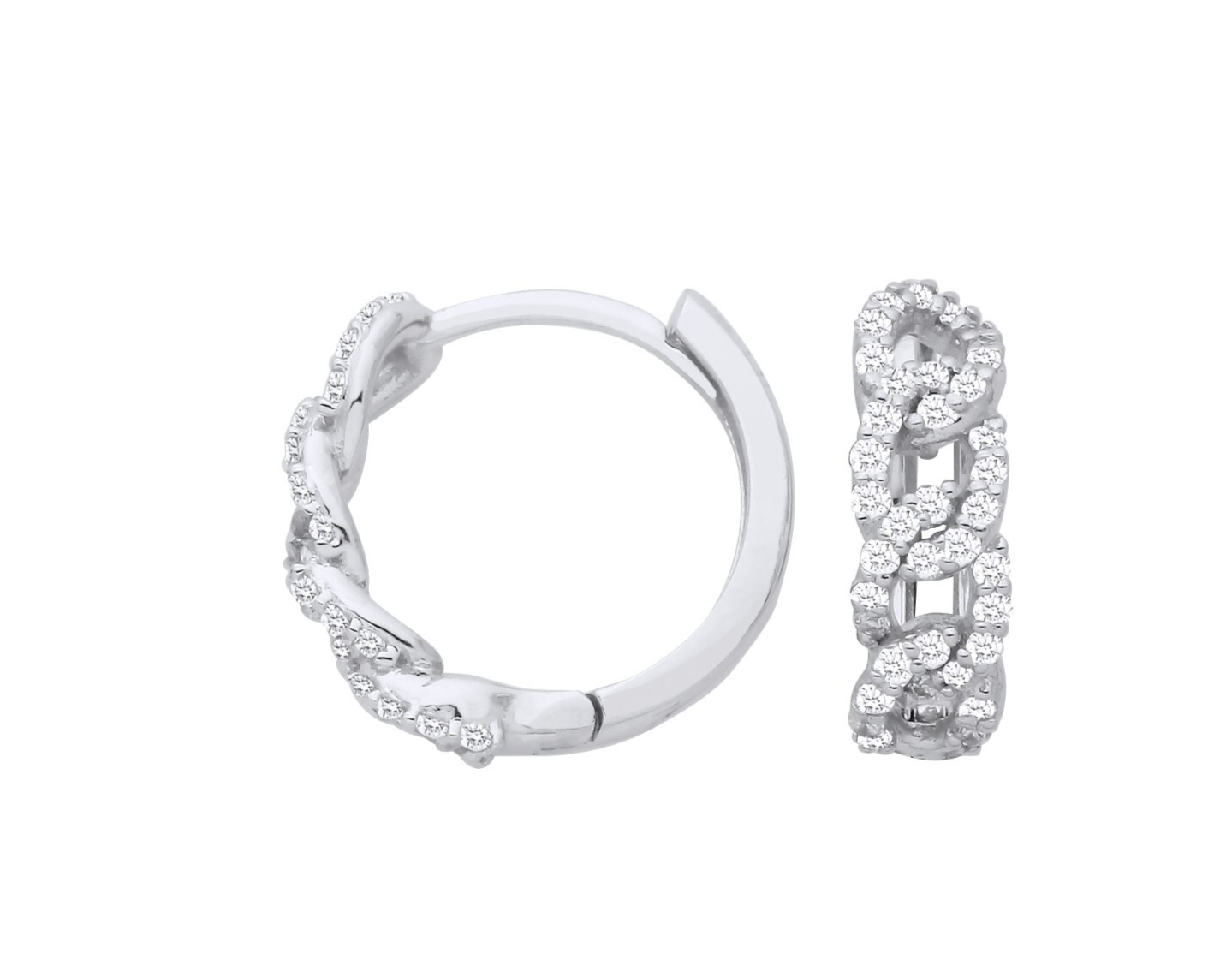 9ct White Gold Diamond 0.28ctw Huggie Earrings - 13mm