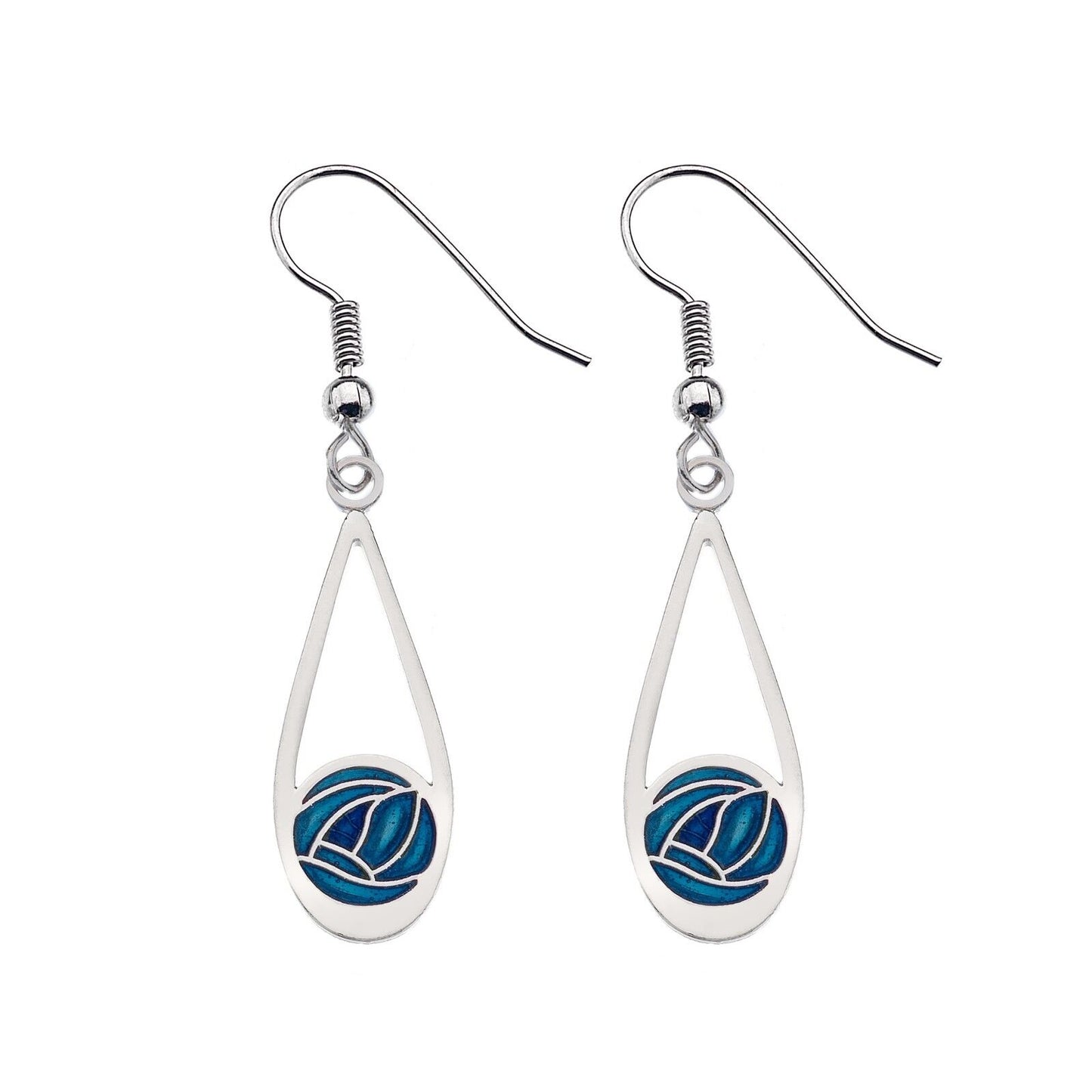 Mackintosh Rose Teardrop Earrings Silver Plated Branded Packaging
